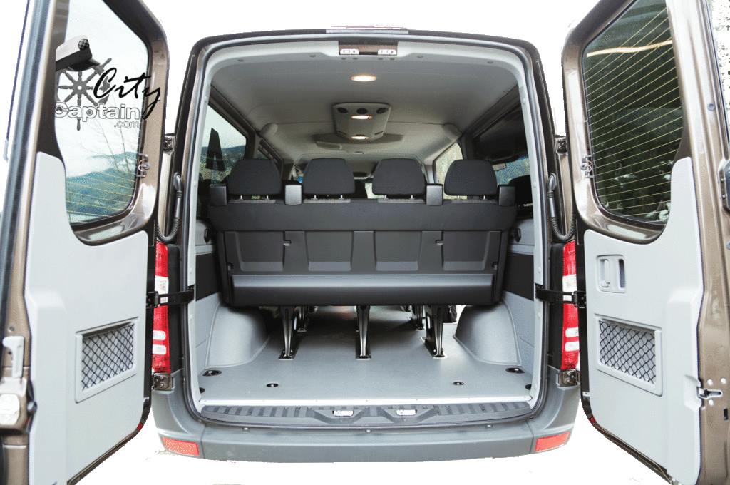 Mercedes Sprinter with plenty of space for luggege, surfboards, golfclubs, etc...